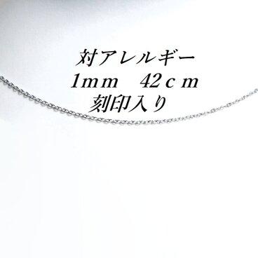 ☆送料無料☆極細１ｍｍ サージカルステンレス４２ｃｍあずきチェーン（刻印入り