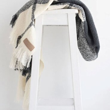 Wool Twill Throw - Block Check  ［ウールツイルスロー（大判ブランケット）］