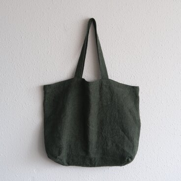 【new】リネンジャガード織　トートバッグ　ペイズリー｜モスグリーン