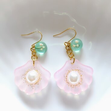 シェルとパール（星の砂付き）ピアス/イヤリング