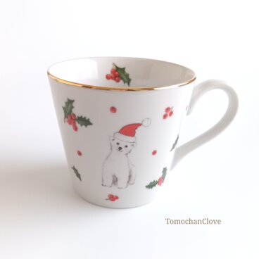 白くまさんのサンタ帽子マグカップ　1個