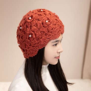 手作り【Lady's】オシャレなベレー帽　アカ