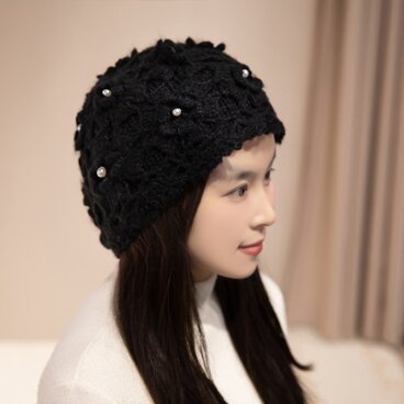 手作り【Lady's】オシャレなベレー帽　ブラック
