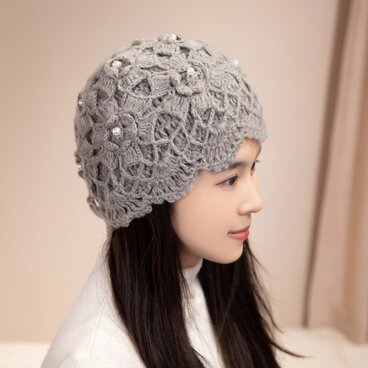 手作り【Lady's】オシャレなベレー帽　グレー