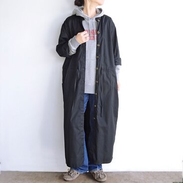 2way コートワンピース　ｺｯﾄﾝﾎﾟﾌﾟﾘﾝﾂｲﾙ（ブラック）