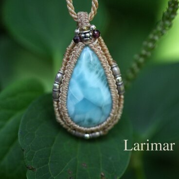 涙の波模様★高品質ラリマー マクラメネックレス2069