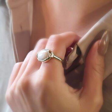 マグネサイト シルバーリング 白のターコイズ