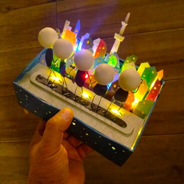 スカイツリーと天井上のわさわさな人たち