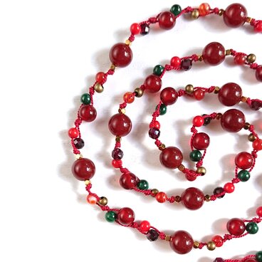 赤い実 ロングネックレス　Y-2106