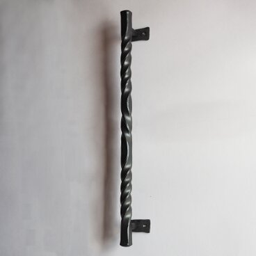 【ロートアイアンのドアハンドル】ツイスト角19㎜ 長50㎝ 無垢角鉄・鍛造・ネジリ取っ手｜アイアンバー 手すり 傘かけ｜建築金物