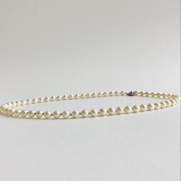 貝パールとビーズのミディアムネックレス/約6mm約50cm/クリームツートン/R/日本製