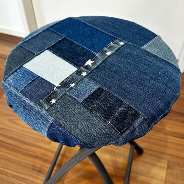 スツールカバー★椅子カバー★丸椅子カバー★デニムリメイク  ニトリ　ボンベイ