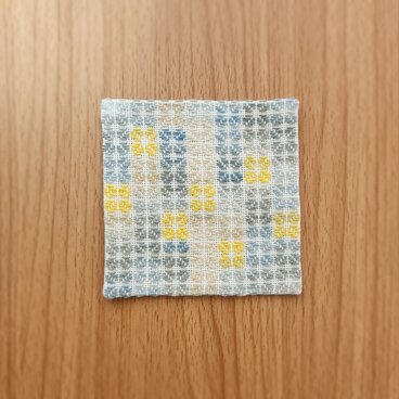 コースター　四ツ葉　藍&りんご&黄