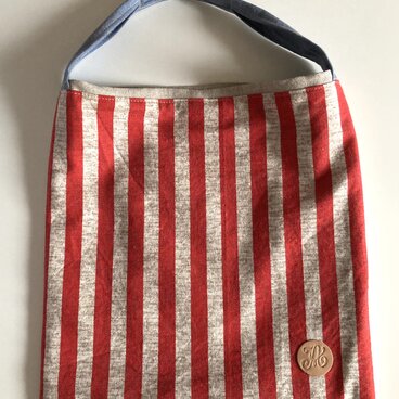 ハーフリネン*ストライプのワンハンドルバッグ