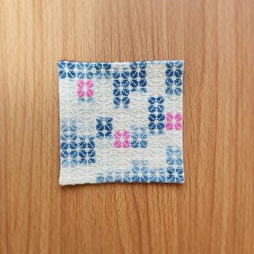 コースター　四ツ葉　藍&ピンク①