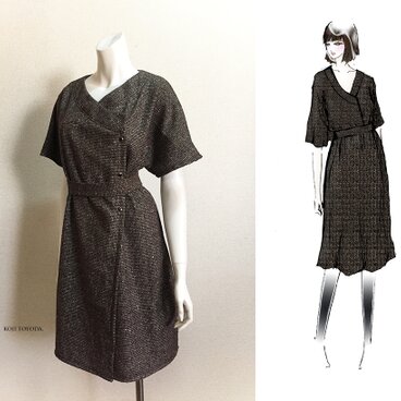 【1点もの・デザイン画付き】ツイード巻きワンピース（KOJI TOYODA）