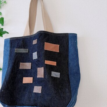 デニム＆本革トートバッグ