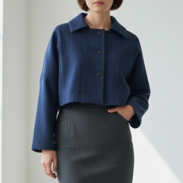 クラシック　ジャケット【送料込み】着物リメイク　1枚仕立て　ネイビー