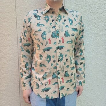 長袖デザイナーズファブリックシャツ（かっぱ）