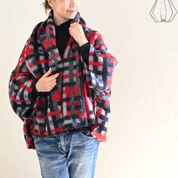 ふわふわ♪ぬくぬく♪なショールタイプカーディガン：レッド系