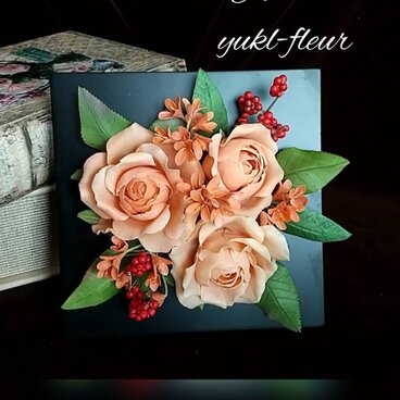 ★粘土の花[薔薇のフレームスタンド]★