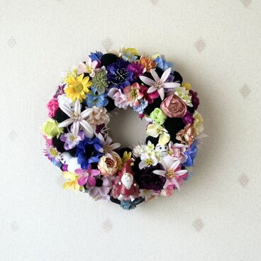 クリスマスリース　（造花、リース、カラフル、ラブリー、雪だるま）のコピー