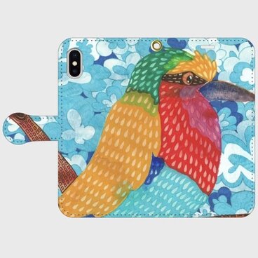 光を見つめる鳥｜ライラックニシブッポウソウ・シャルメナの帯ありiPhoneケース