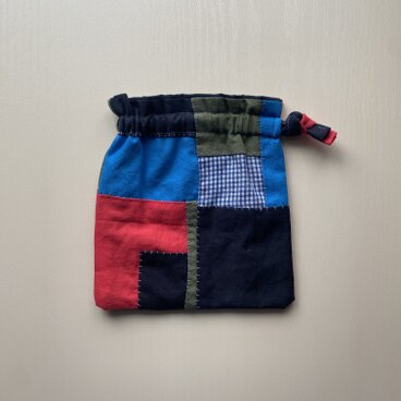 カラフルパッチワークのきんちゃく袋