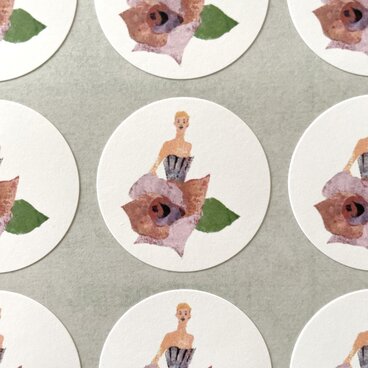 ばらのドレスのシール 48枚