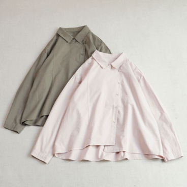 【受注製作】アシンメトリーシャツ オーバーサイズ 綿 前短後長 斜め前立て