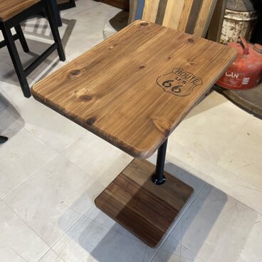 hotaru 在庫あり　即納　サイドテーブル　机　杉材　ダークウォールナット　アイアン　ステンシル