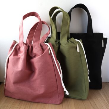 3/31販売終了！セール✨大人カジュアルな帆布の巾着バッグ　各色一点限定　帆布バッグ　巾着トート　ミニトート　ギフト　No.91