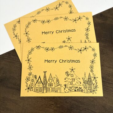 クリスマスポストカード　黄色　3枚