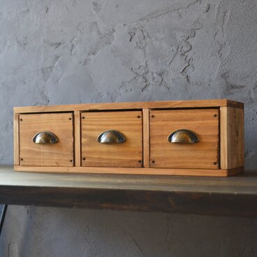 0310mito　日本産ひのきの木製小物入れ　引き出し横並び３つ分