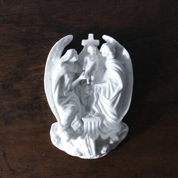 ベニティエ 聖水盤 イエス 天使 ビスク フランス アンティーク 0502239