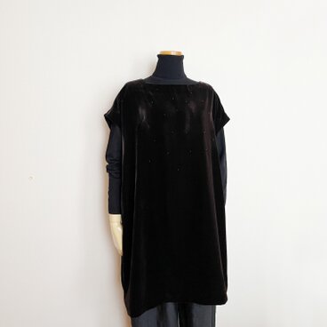 ベルベット・ボートネック・チュニックワンピース