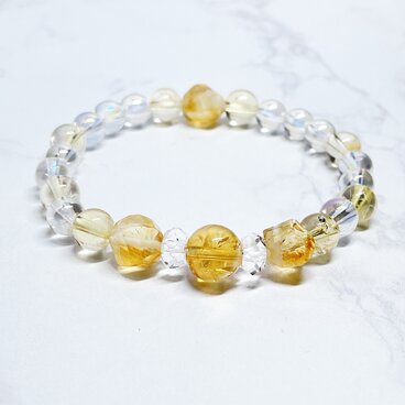 11月の誕生石シトリン｜経験を重ねて光を放つ 天然石ブレスレット｜シトリンファントム・オーラ水晶・ No.826