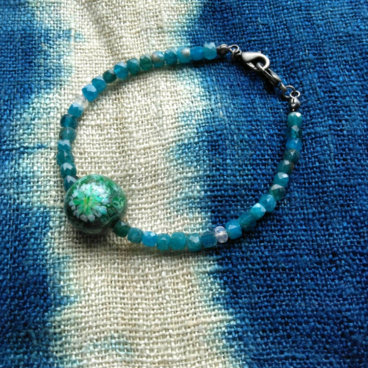 「白詰草」Blueアパタイト＊羽織紐(ブレスレット)＊2way＊一点物