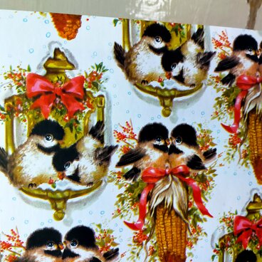 U.S.A. ヴィンテージ包装紙【コーンスワッグと小鳥達】DA-WP094