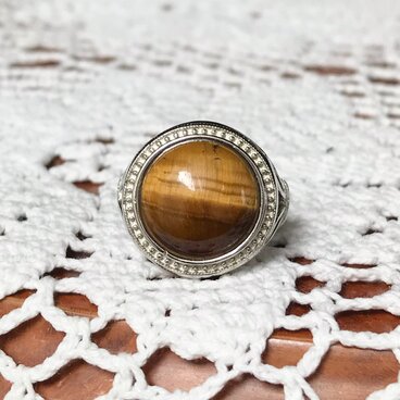 タイガーアイ　指輪　フリーサイズ　天然石　リング　虎目石　メンズ　レディース　天然石アクセサリー