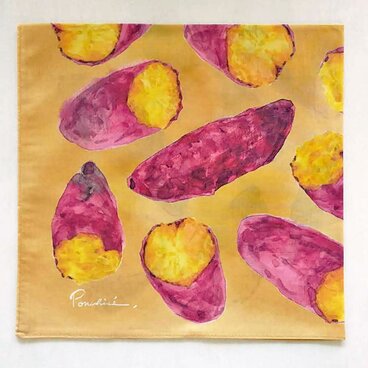 焼き芋 のハンカチ - コットン・すこし大きめ - スカーフにも