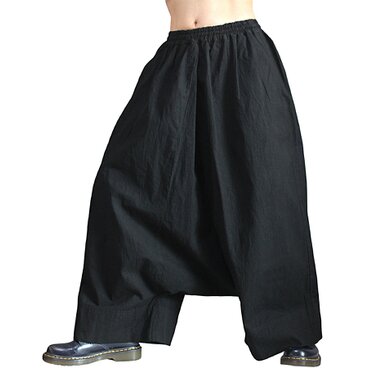 マクルア染めブラックのモン風サルエルパンツ（PFS-075-01）