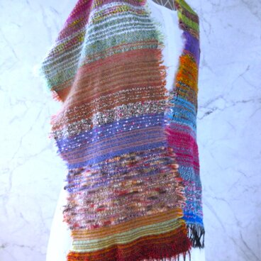 手織り・ウールコットン・ロングストール・嵐が丘より・ヒースの丘