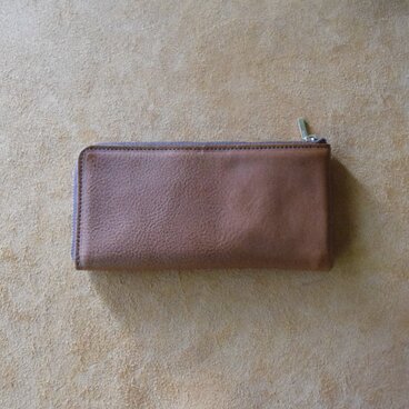 高級イタリアンレザー 小さいL字長財布 コニャック