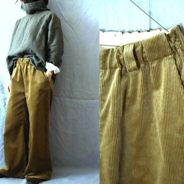 【受注制作】4色/ヘビーコーデュロイ　シンプルワイドパンツ