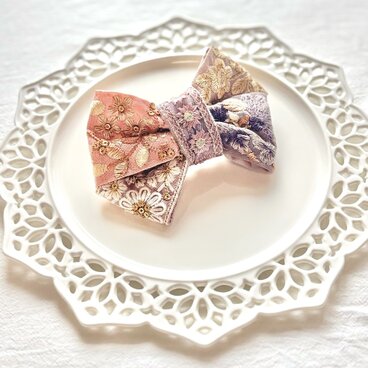 インド刺繍リボン バレッタ 立体リボン
