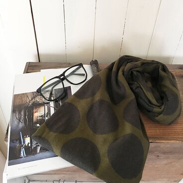 残少⭐️15点売れました⭐️《カーキ ブラウン ドット》起毛 綿100% 水玉 中厚 ナチュラル 秋 冬 スヌード