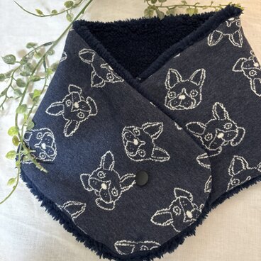 ︎ハンドメイド︎ふわふわネックウォーマーマフォンネービーフレンチブルファ