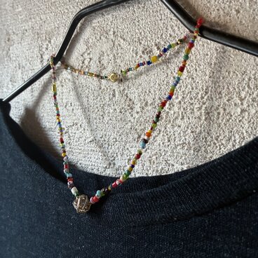 ＊古のネックレス。＠カレンシルバービーズ＋クリスマスビーズmix