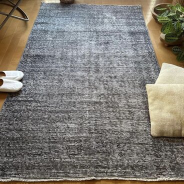 111×182 グレイワンカラーラグ　擦れシャビーシック　トルコヴィンテージラグ